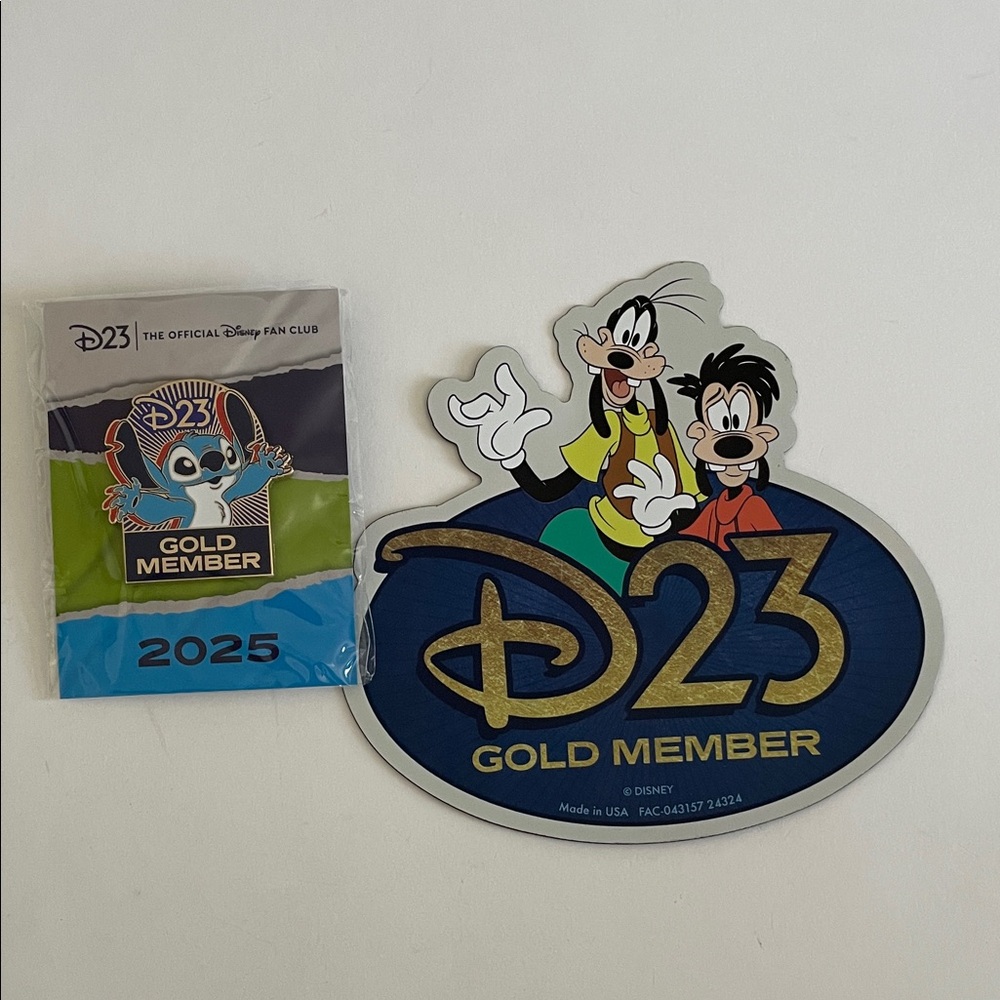 2025 D23 Gold Member Lilo & Stitch Disney Pin and Goofy & Max Magnet